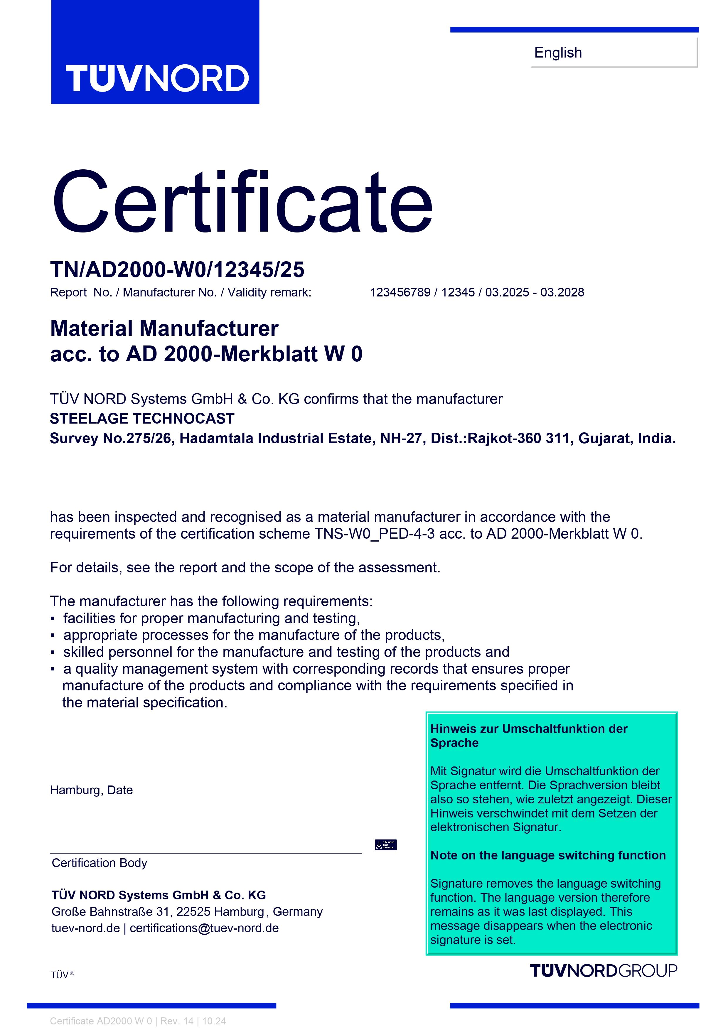 AD 2000-Merkblatt W0