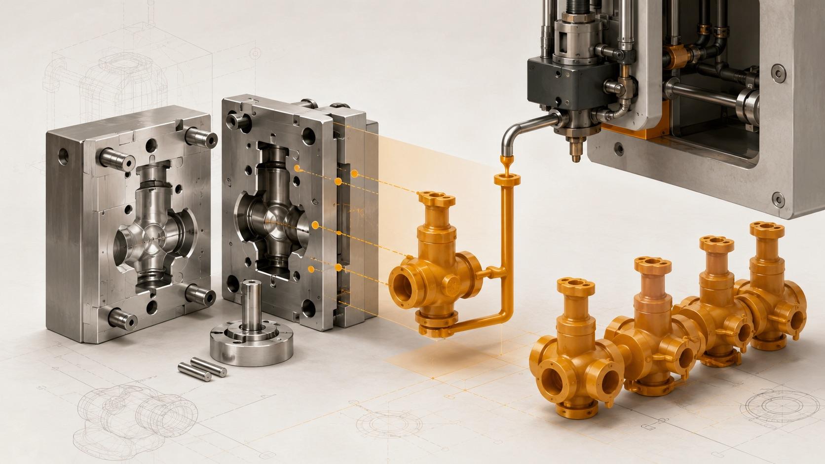 Precision tooling die and wax patterns used in investment casting
