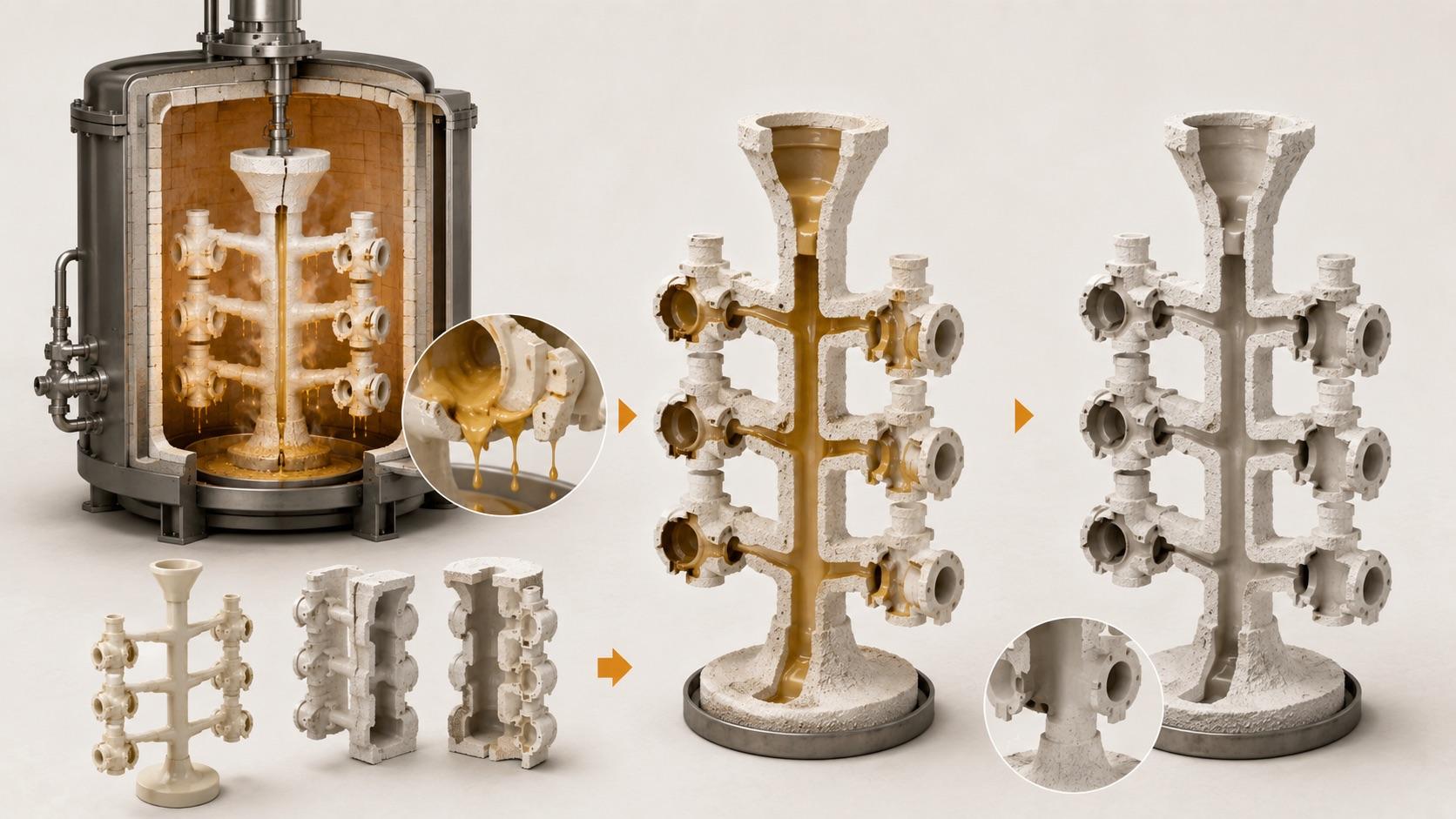 Investment casting ceramic shell during dewaxing and high temperature shell preparation